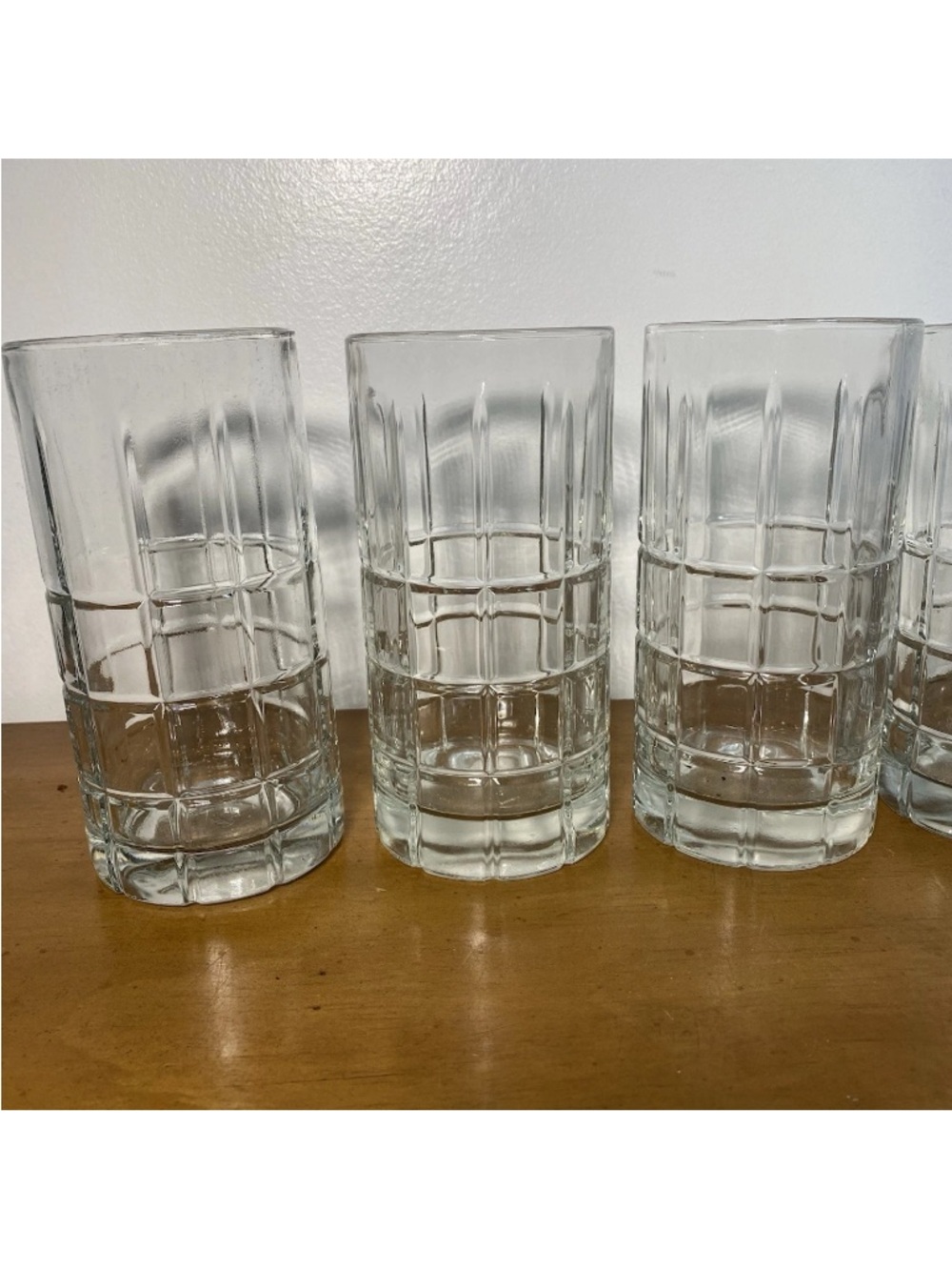 Anchor Hocking Tartan Drinking Glasses Tumblers 6" Vintage Clear Heavy, Set Of 6 - Picture 2 of 9